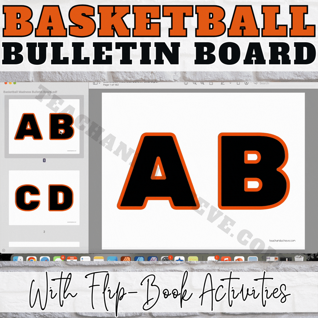March Madness Basketball Bulletin Board Kit & Flipbook Activity | Classroom Door Decor