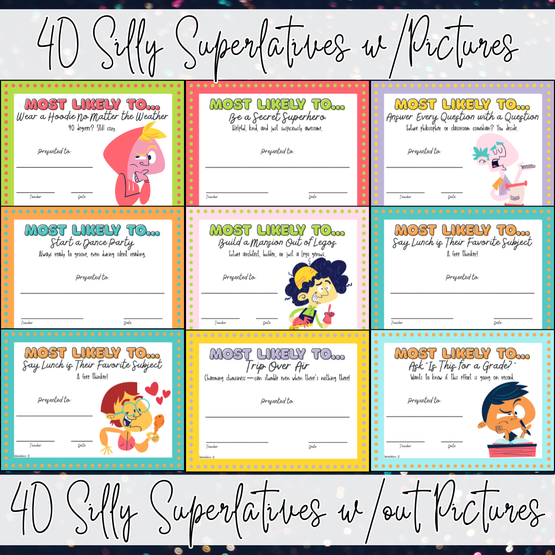 Silly Superlative Awards for Students | Funny End of Year Class Awards & Classroom Superlatives