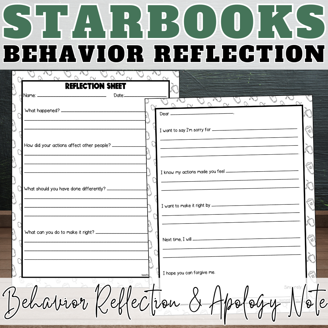 FREE Starbooks Coffee Classroom Theme Behavior Reflection Sheet & Student Think Sheet