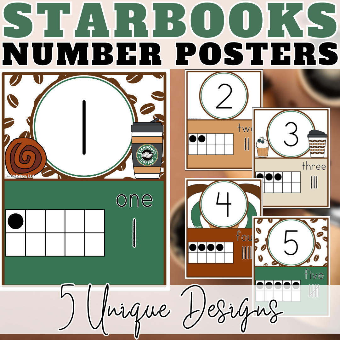 Starbooks Coffee Classroom Number Posters | Number Recognition Posters