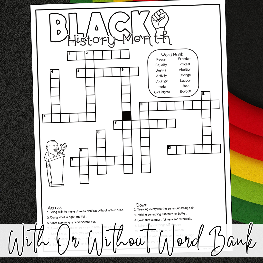 black history month crossword puzzle