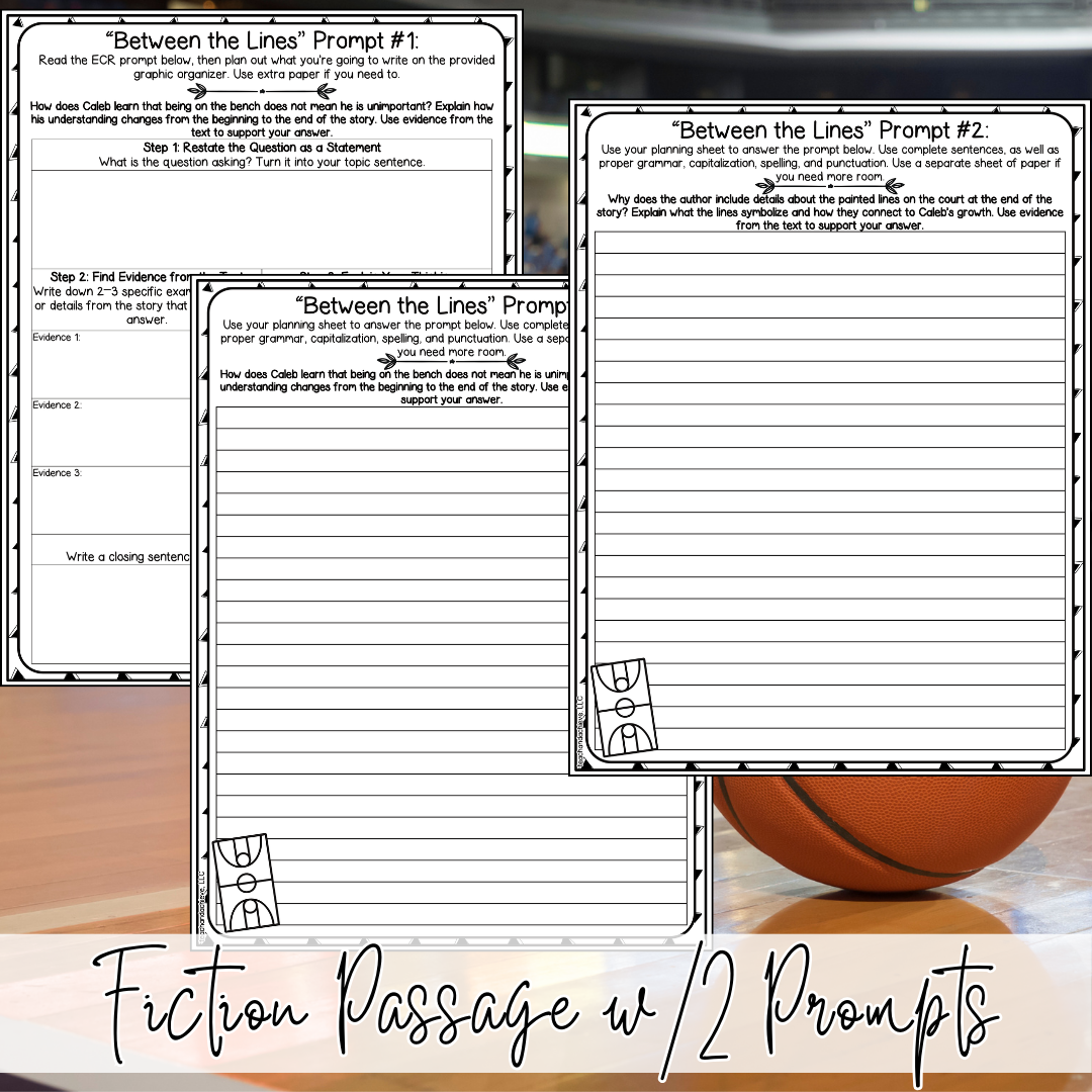 March Basketball Madness ECR Practice Writing Prompt Passage, Editable Fiction Extended Constructed Response 3rd 4th 5th Grade
