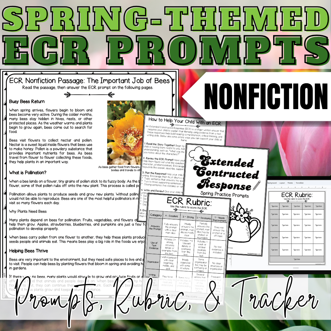 Spring Nonfiction Reading Passages & Extended Constructed Response (ECR) Practice | 3rd Grade, 4th Grade, 5th Grade