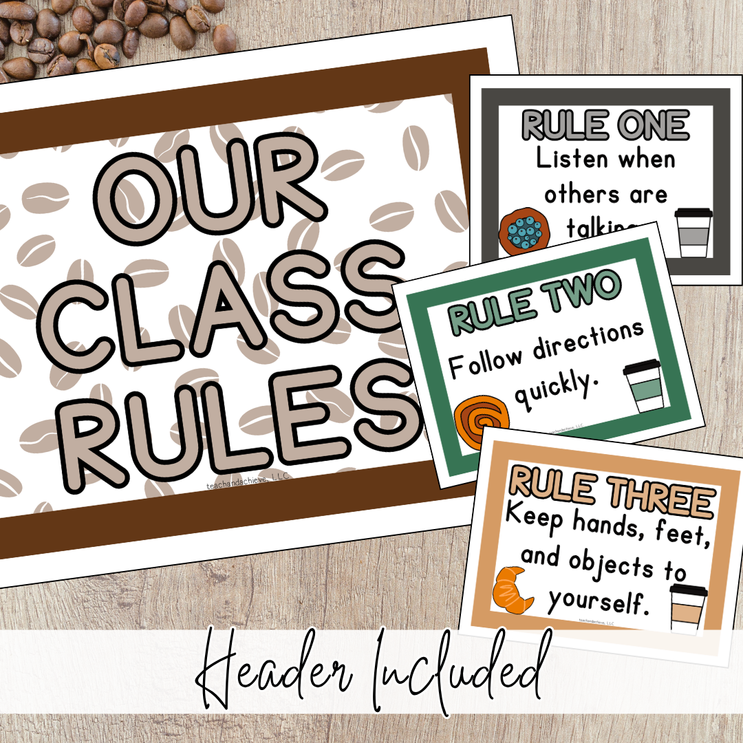 Starbooks Coffee Classroom Rules Posters & Expectations Posters | Coffee Shop Theme Decor