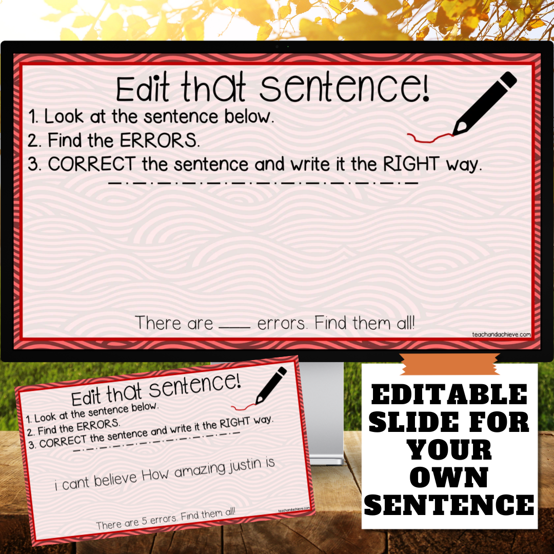 Digital Morning Work Bell Ringers | Daily Sentence Editing & Correcting Practice 3rd 4th 5th