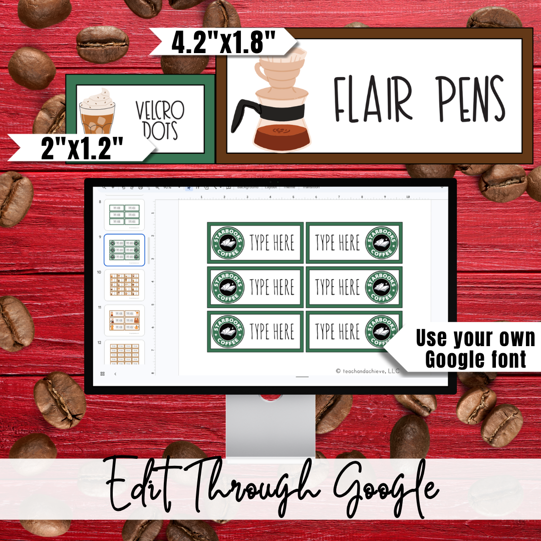 Starbooks Coffee Teacher Toolbox Labels | Editable Drawer Supply Labels