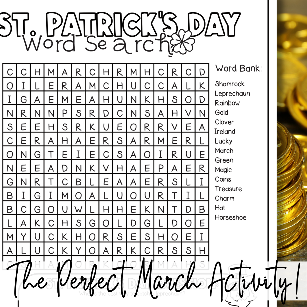 St. Patrick’s Day Word Search Printable – March Early Finisher Activity for Elementary Students