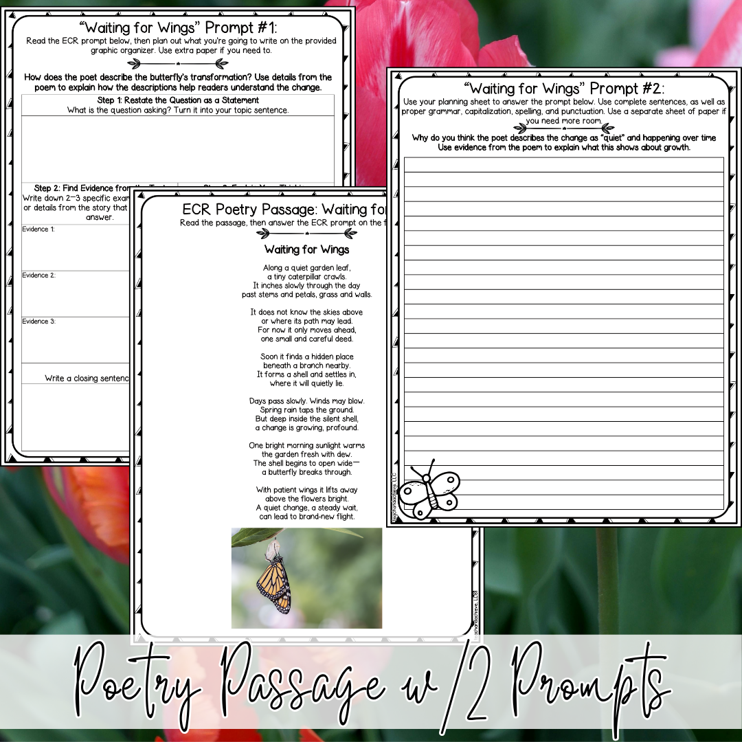 Spring Poetry Reading Passages & Extended Constructed Response (ECR) Practice | 3rd Grade, 4th Grade, 5th Grade