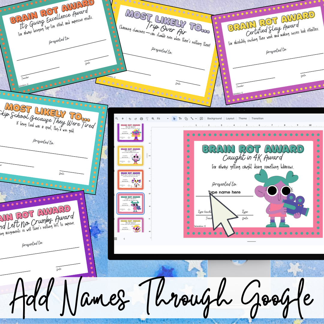 Funny End of Year Class Awards | Silly Student Superlatives | Gen Z & Alpha Slang Awards | Editable Classroom Award Certificates
