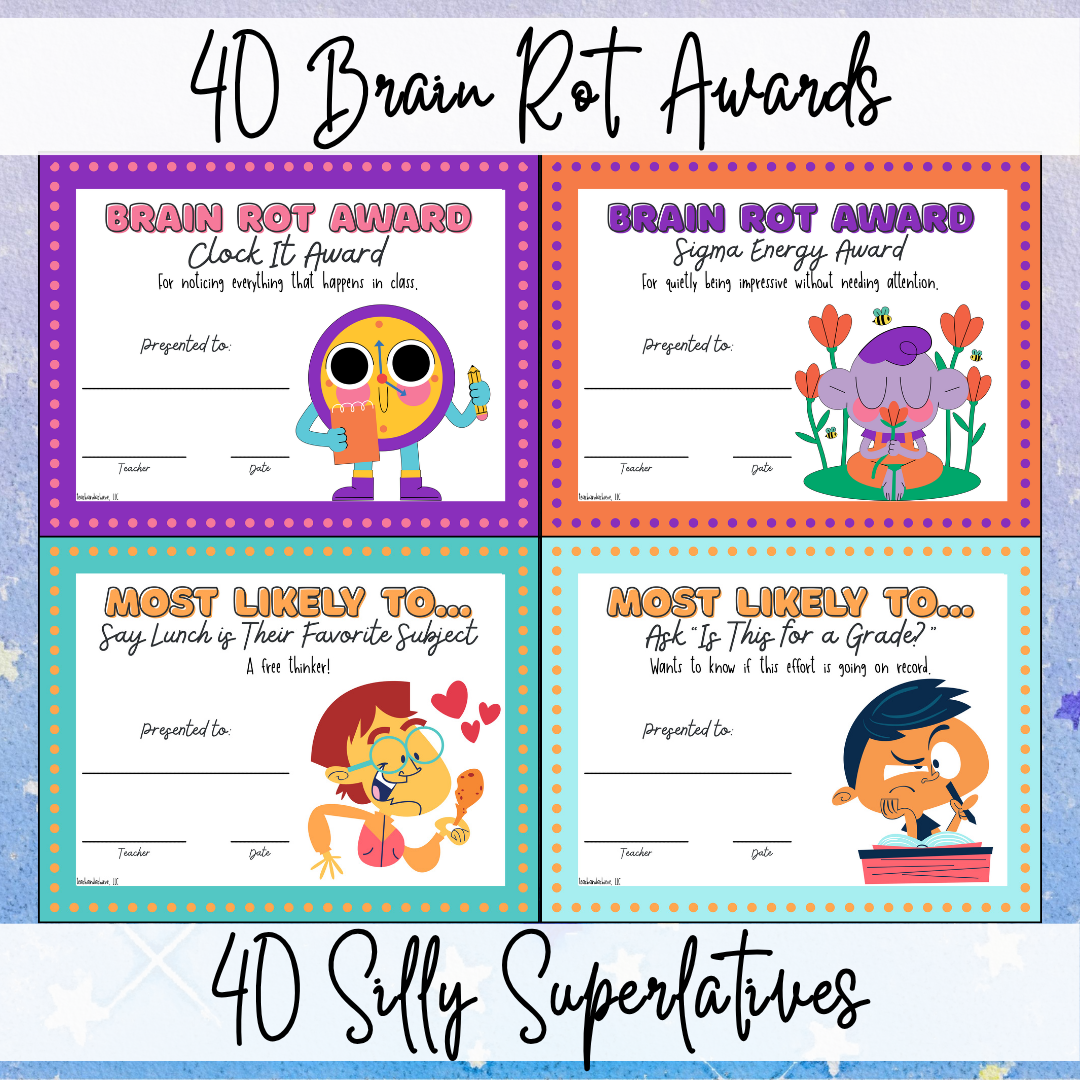 Funny End of Year Class Awards | Silly Student Superlatives | Gen Z & Alpha Slang Awards | Editable Classroom Award Certificates