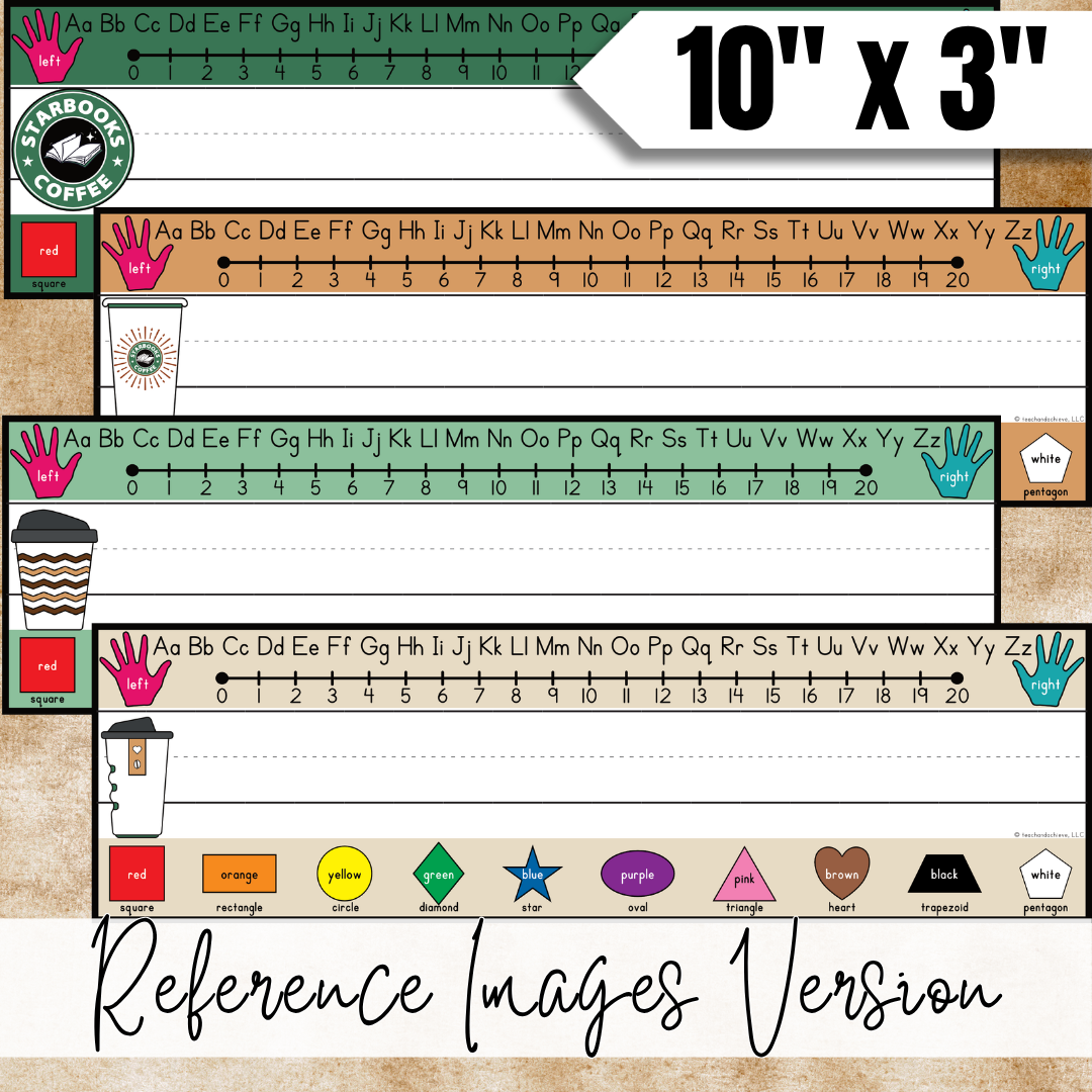 Starbooks Coffee Classroom Decor Editable Name Plates & Desk Tags with Reference Tools