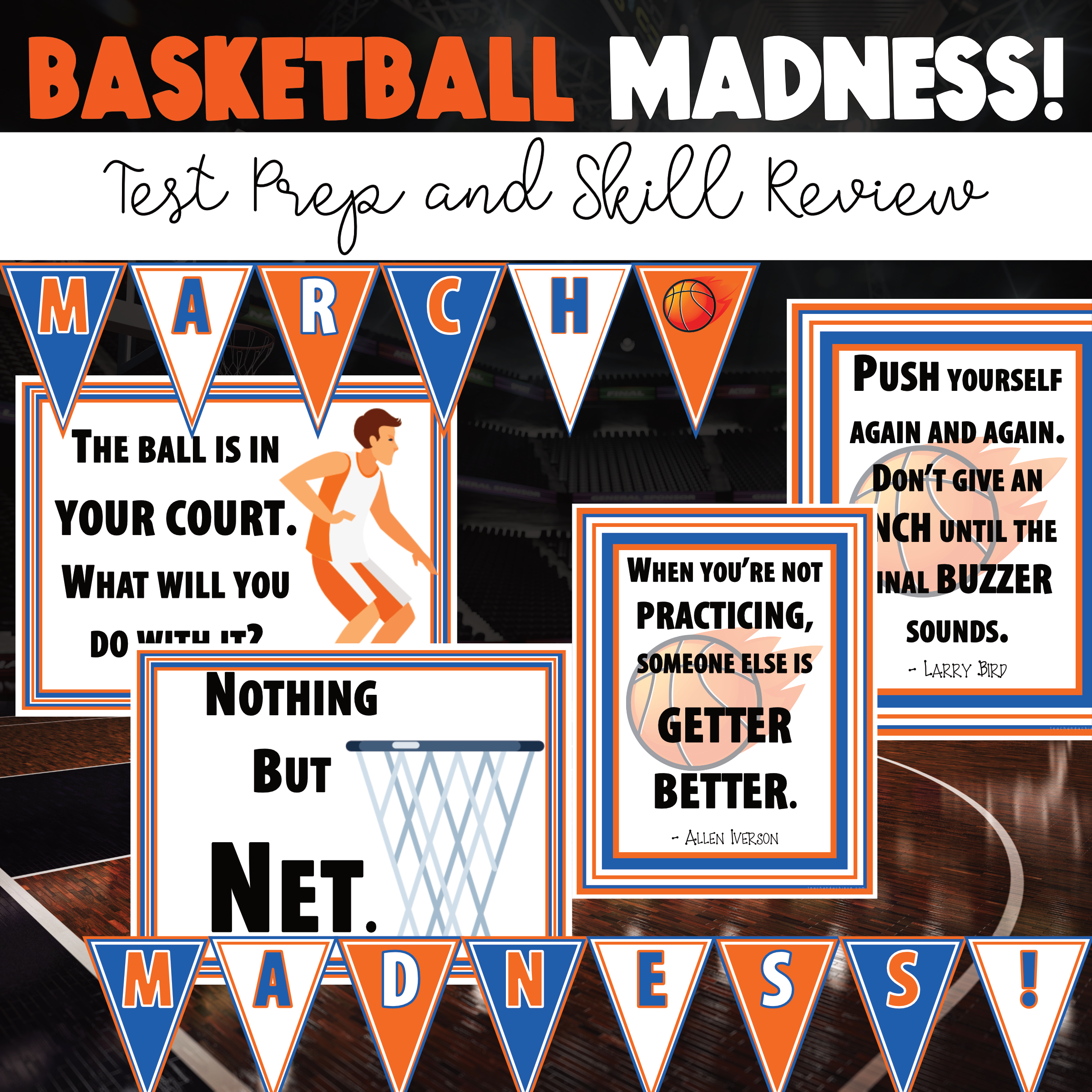 March Basketball Madness Classroom Transformation for Reading Test Prep in 3rd, 4th, and 5th Grade classrooms