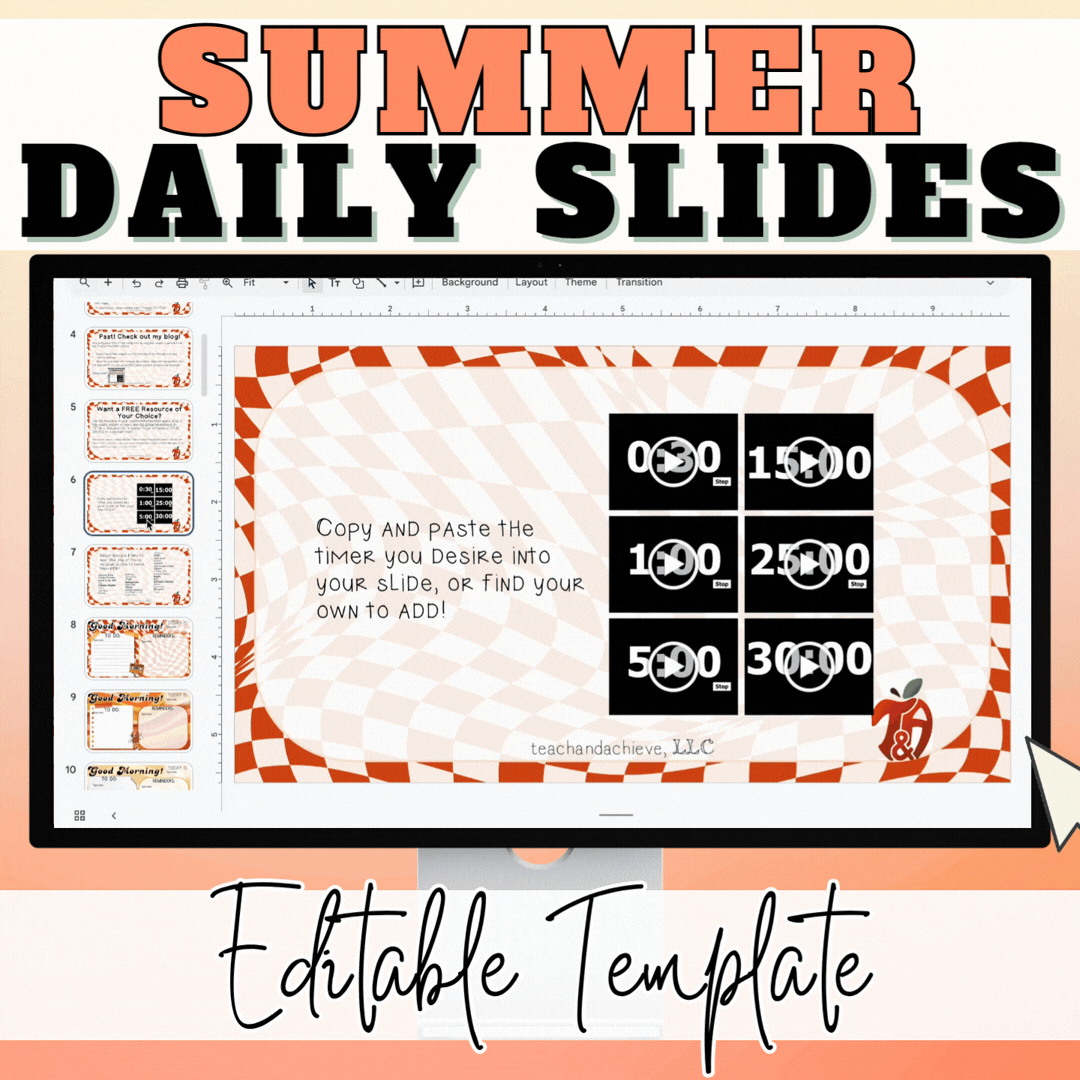 Summer Daily Slides Template | June & July Morning Slides | Editable Classroom Agenda Slides | Summer Classroom Management