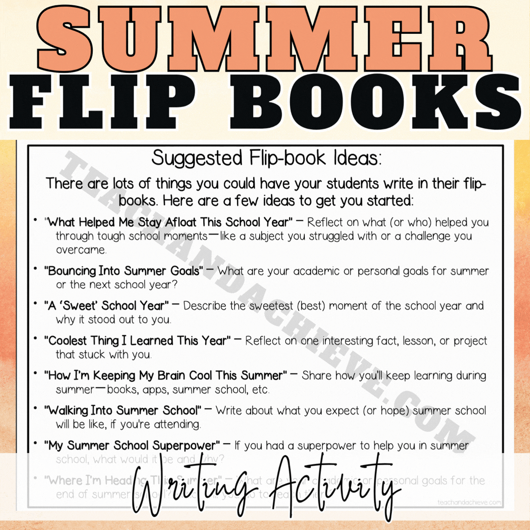 Summer Flipbook Writing Activity | End of Year Printable Flipbook | Last Week of School Reflection Craft | 3rd Grade, 4th Grade, 5th Grade