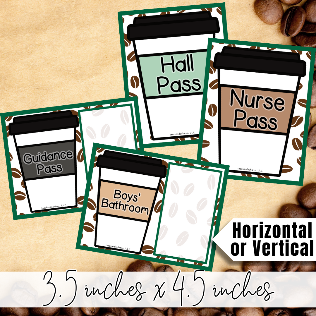 Starbooks Coffee Classroom Hall Passes | Classroom Management Decor