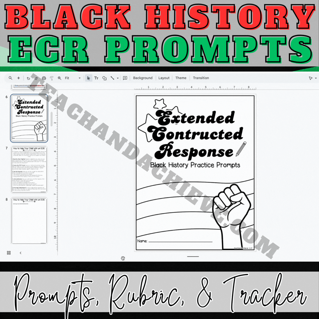 Black History Month Extended Constructed Response ECR Drama Writing Prompts for Upper Elementary
