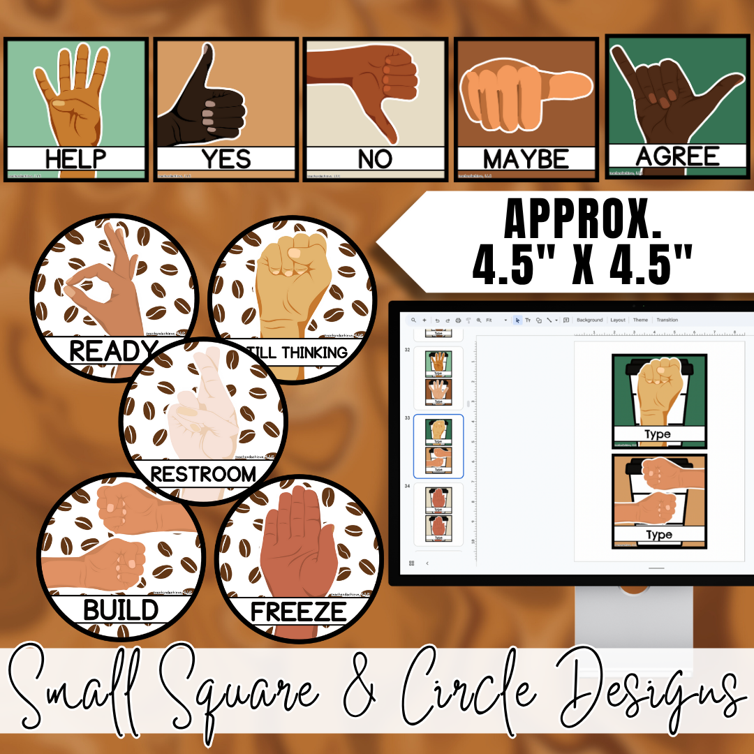 Starbooks Coffee Classroom Hand Signal Posters | Classroom Management Decor