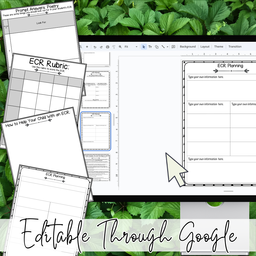 April Earth Day ECR Practice Writing Prompt Passage, Editable Poetry Extended Constructed Response 3rd 4th 5th Grade