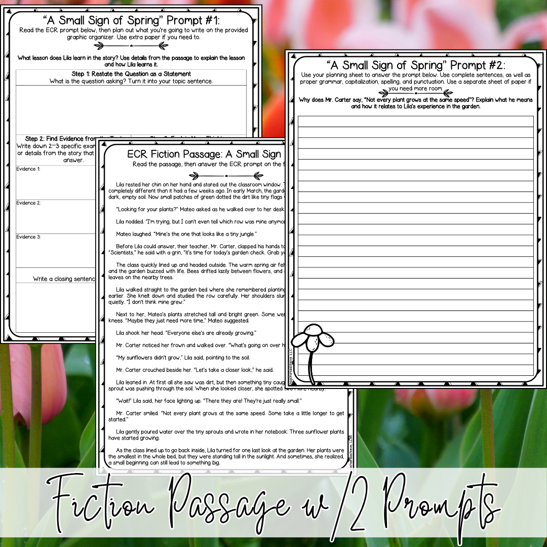 Spring Fiction Reading Passages & Extended Constructed Response (ECR) Practice | 3rd Grade, 4th Grade, 5th Grade (Copy)