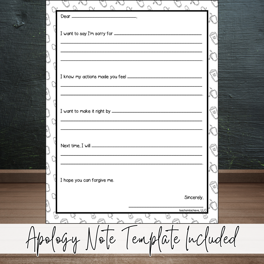 Starbooks Coffee Classroom Theme Behavior Reflection Sheet & Student Think Sheet