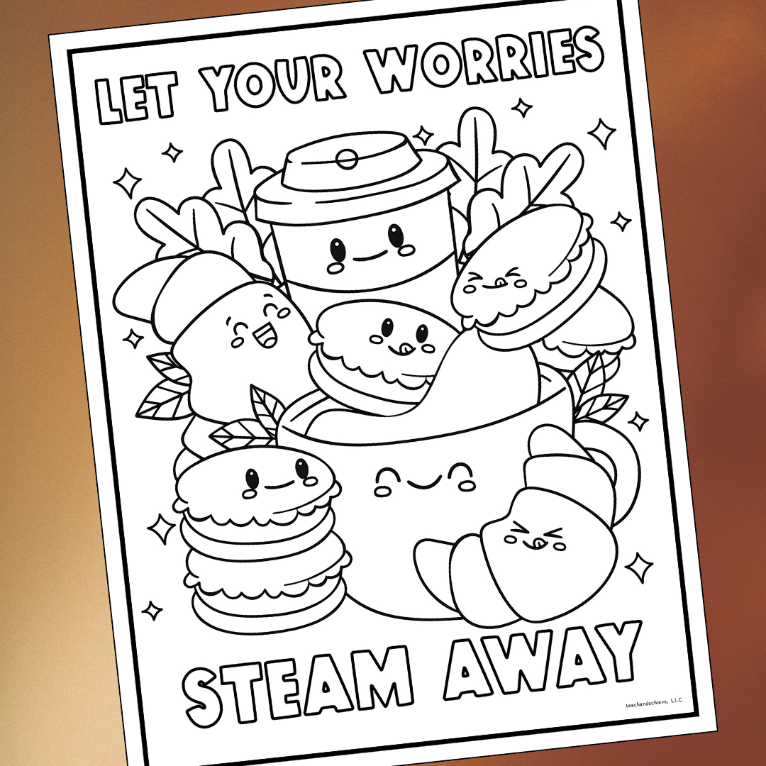 FREE Starbooks Coffee Classroom Calm Down Corner Coloring Pages | SEL Activities