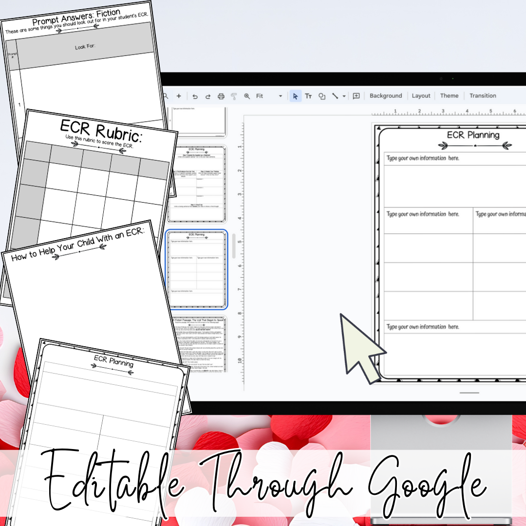 February Valentine's Day ECR Practice Writing Prompt Passage, Editable Fiction Extended Constructed Response 3rd 4th 5th Grade