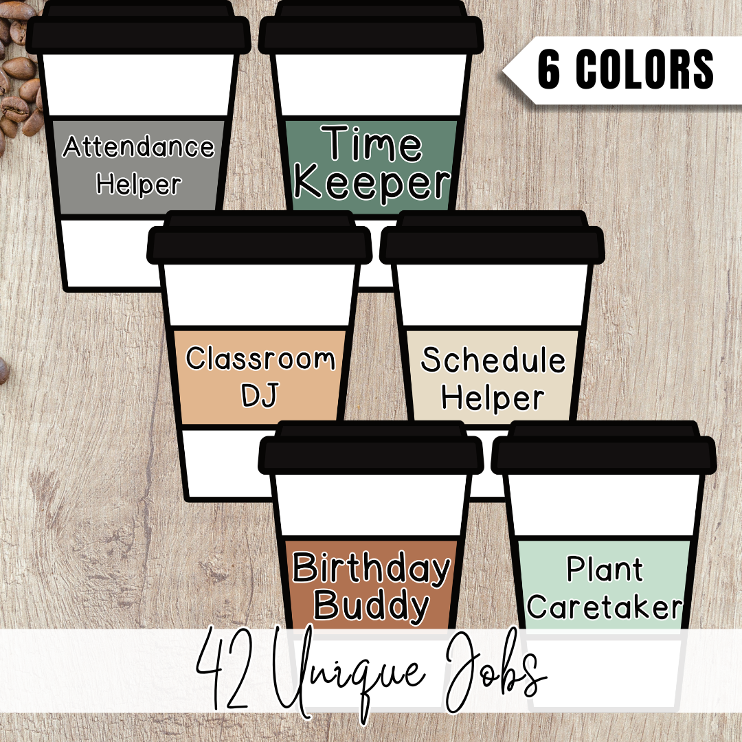 Starbooks Coffee Classroom Jobs Display | Editable Classroom Jobs Chart