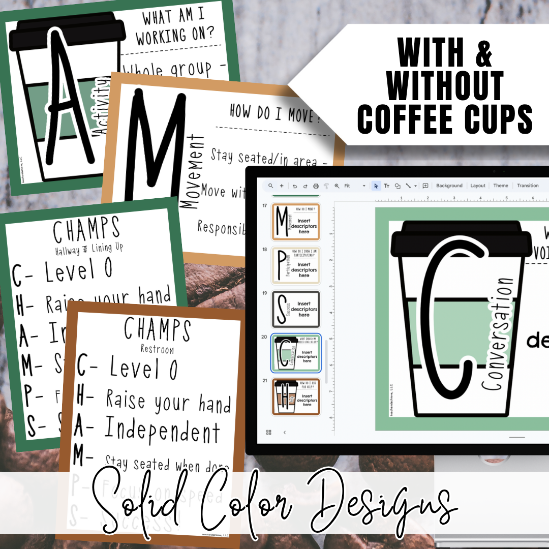 Starbooks Coffee Classroom CHAMPS Posters | Classroom Management Decor