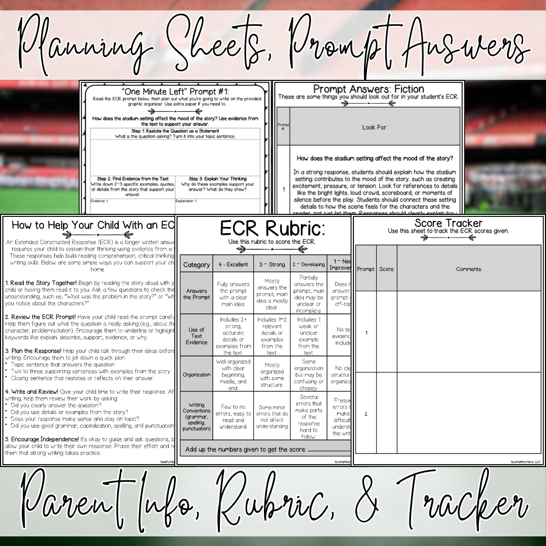 February Super Football ECR Practice Writing Prompt Passage, Editable Fiction Extended Constructed Response 3rd 4th 5th Grade