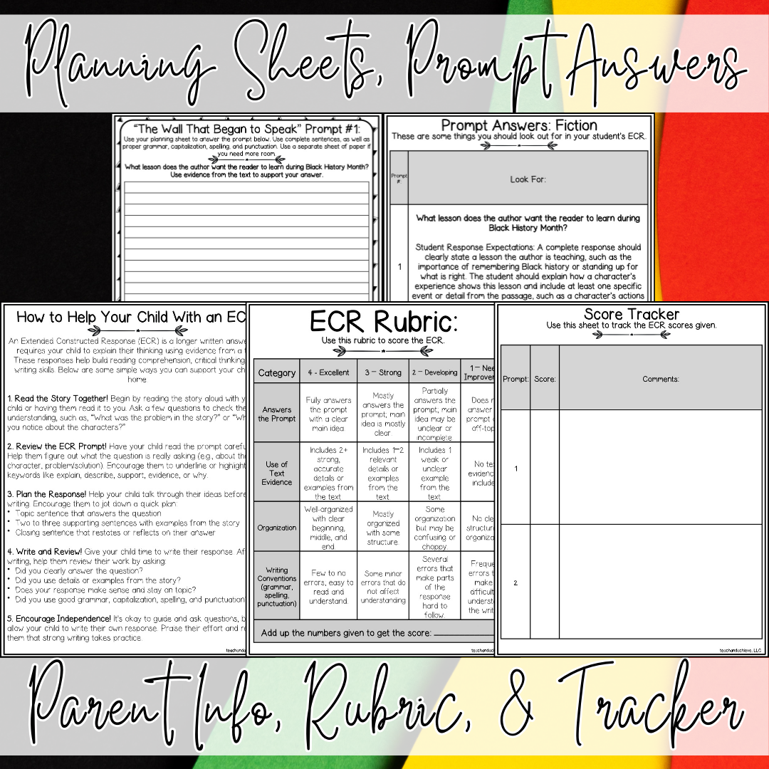 Black History Month Extended Constructed Response (ECR) Writing Prompts for Upper Elementary
