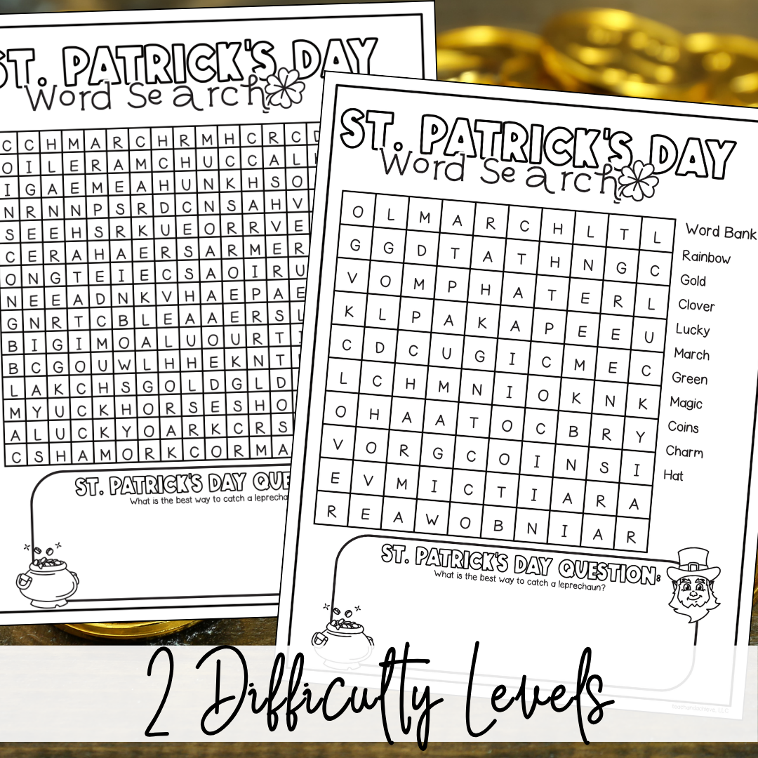 St. Patrick’s Day Word Search Printable – March Early Finisher Activity for Elementary Students