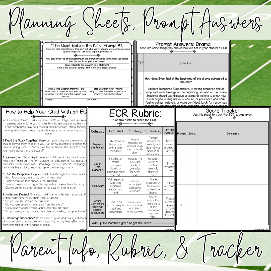 February Super Football ECR Practice Writing Prompt Passage, Editable Extended Constructed Response Bundle 3rd 4th 5th Grade