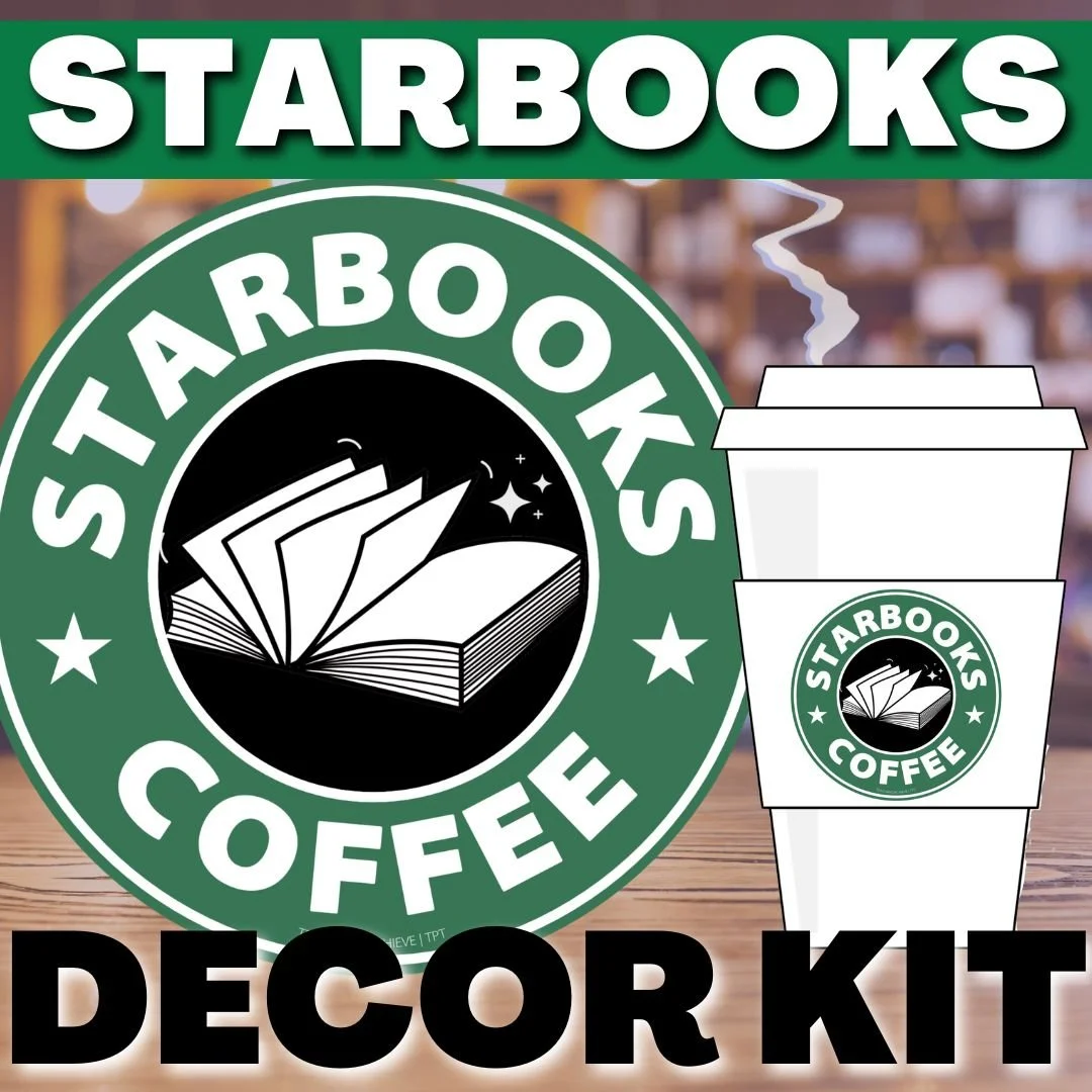 Starbooks Coffee Cafe Book Tasting Classroom Transformation Decor Kit
