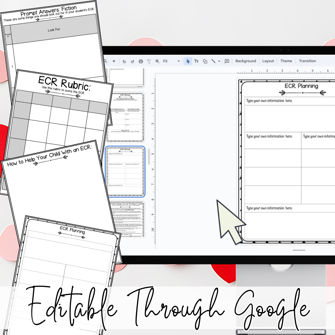 February Valentine's Day ECR Practice Writing Prompt Passage, Editable Extended Constructed Response Bundle 3rd 4th 5th Grade