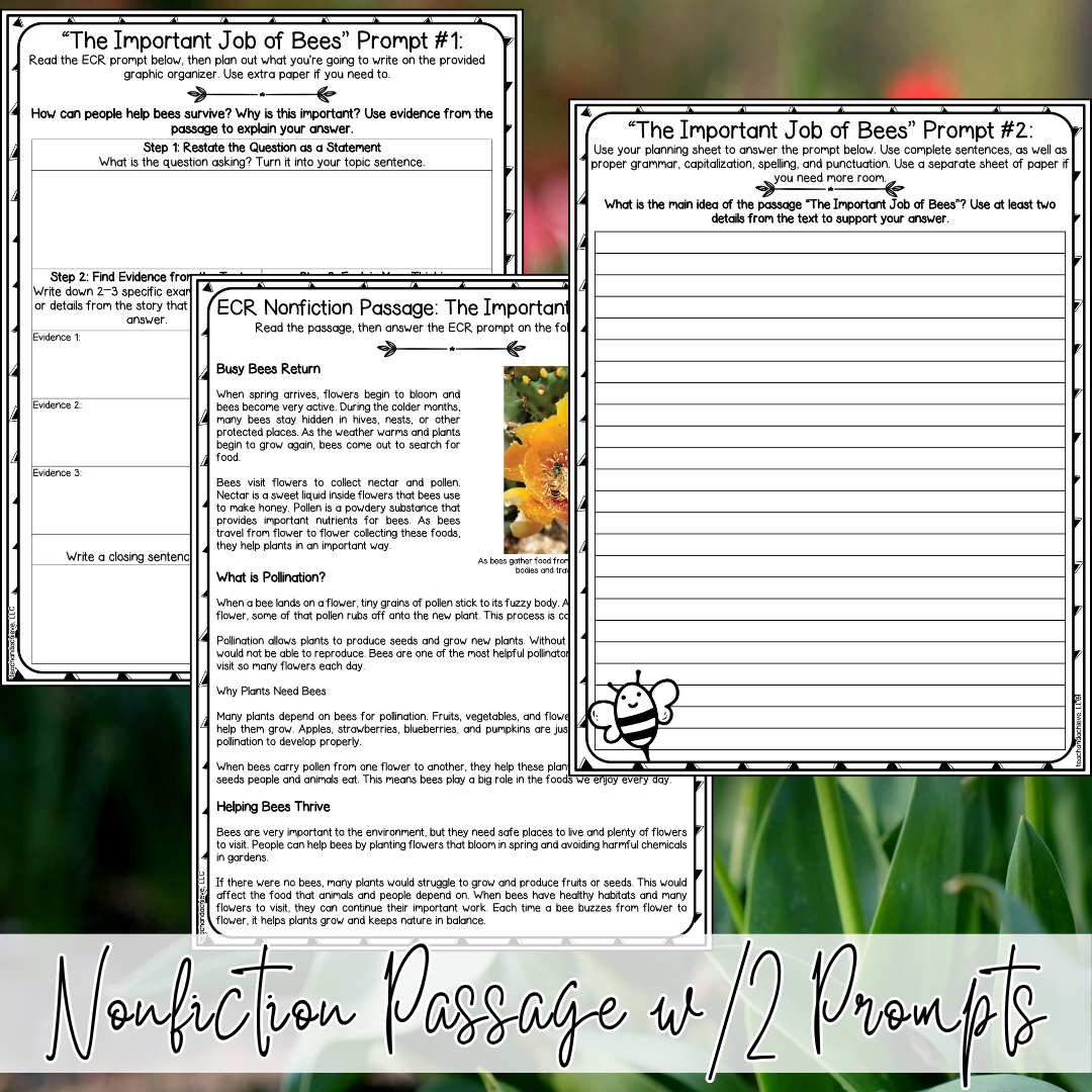 Spring Nonfiction Reading Passages & Extended Constructed Response (ECR) Practice | 3rd Grade, 4th Grade, 5th Grade