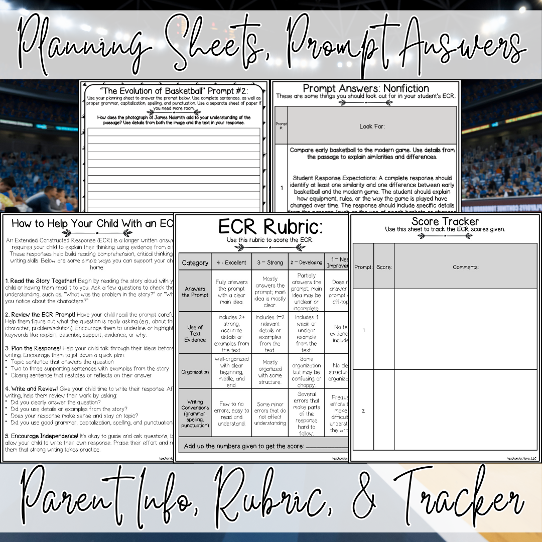 March Basketball Madness ECR Practice Writing Prompt Passage, Editable Nonfiction Extended Constructed Response 3rd 4th 5th Grade