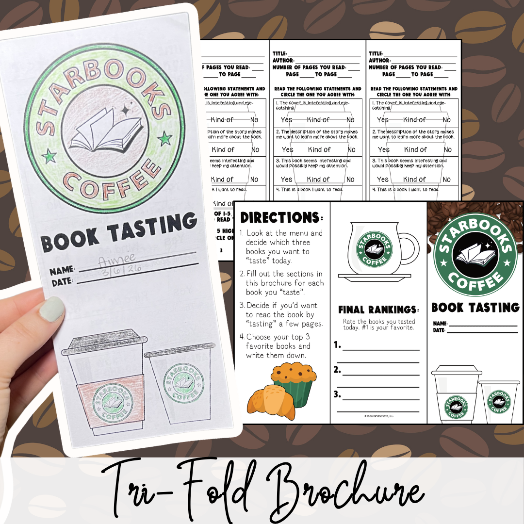 Starbooks Coffee Shop Book Tasting Activity Trifold Brochure Template