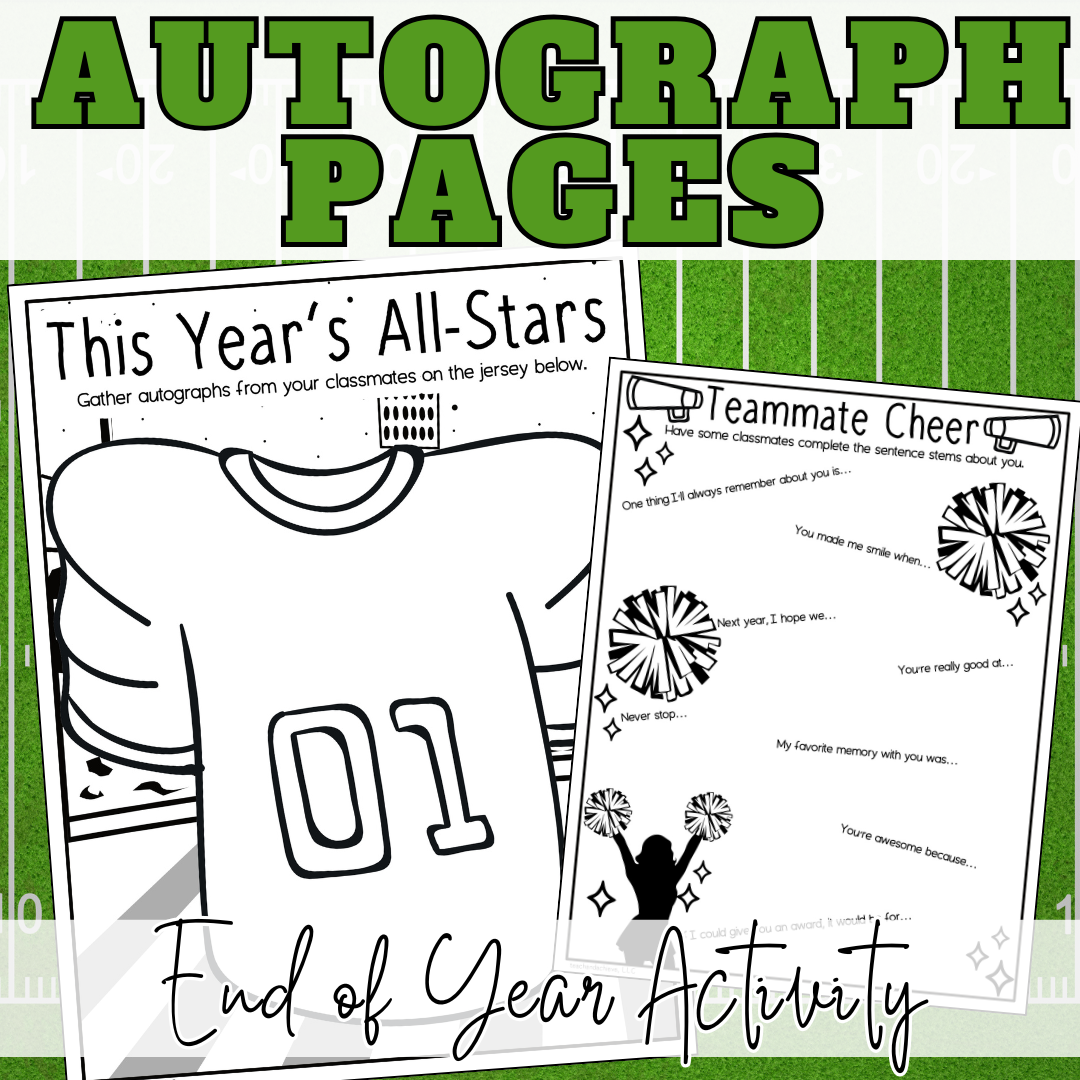 Class Yearbook Autograph Page | End of Year Autograph Book | Last Day of School Memory Book | Fun EOY Activity for 3rd Grade, 4th Grade, 5th Grade