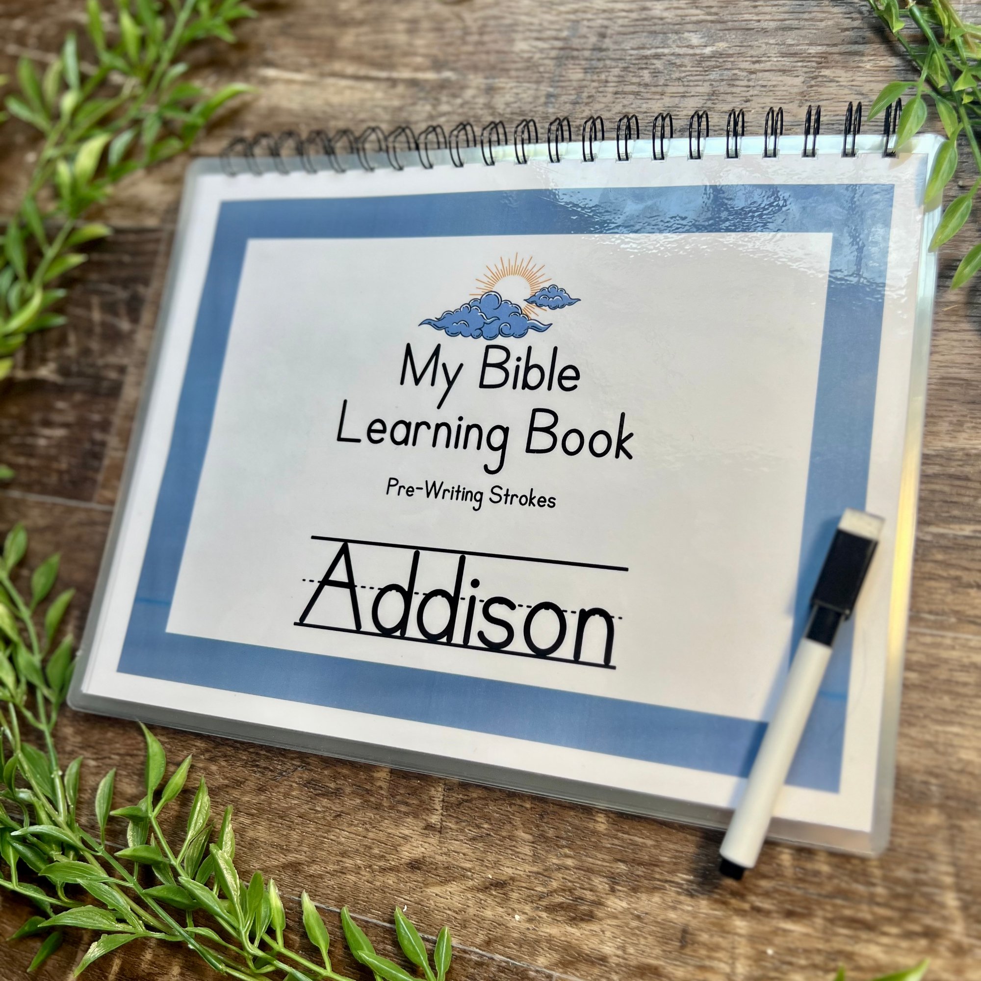 A Preschool/Kindergarten Bible Learning Book to practice the pre-writing strokes so your child can improve their handwriting.