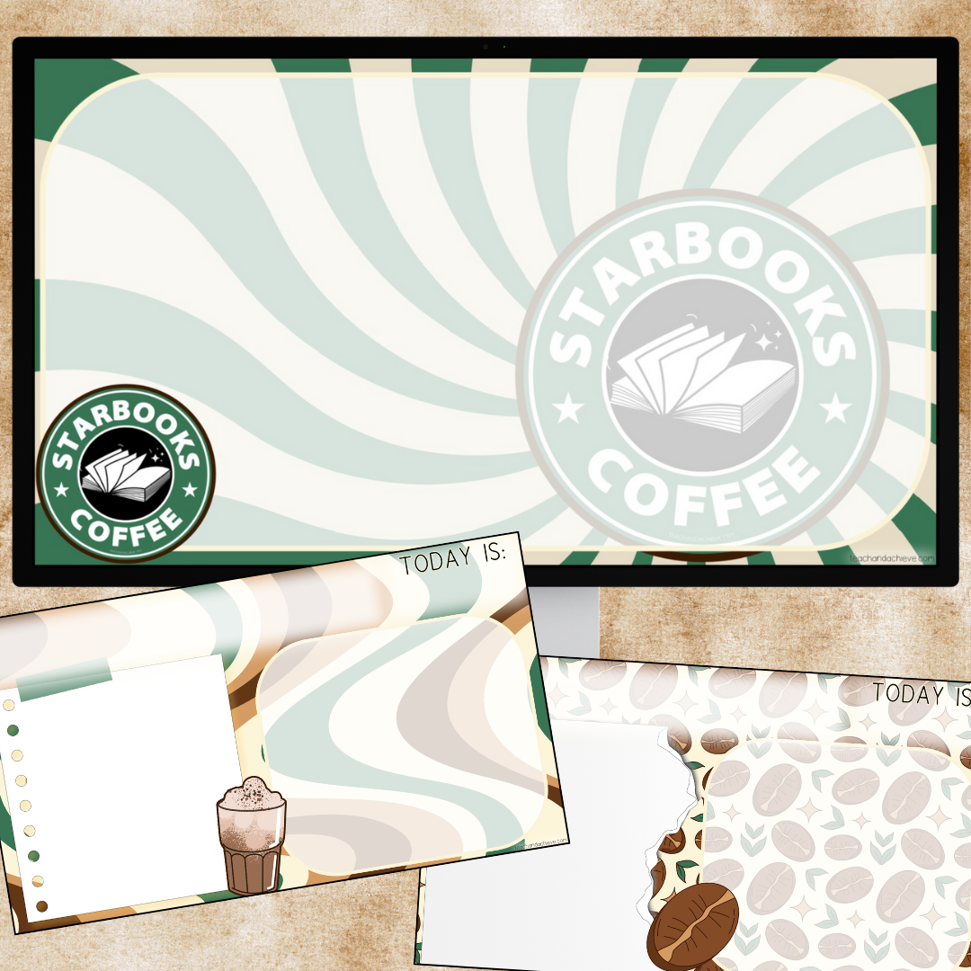 Editable Starbooks Daily Agenda Slides Template | Coffee Classroom Morning Slides