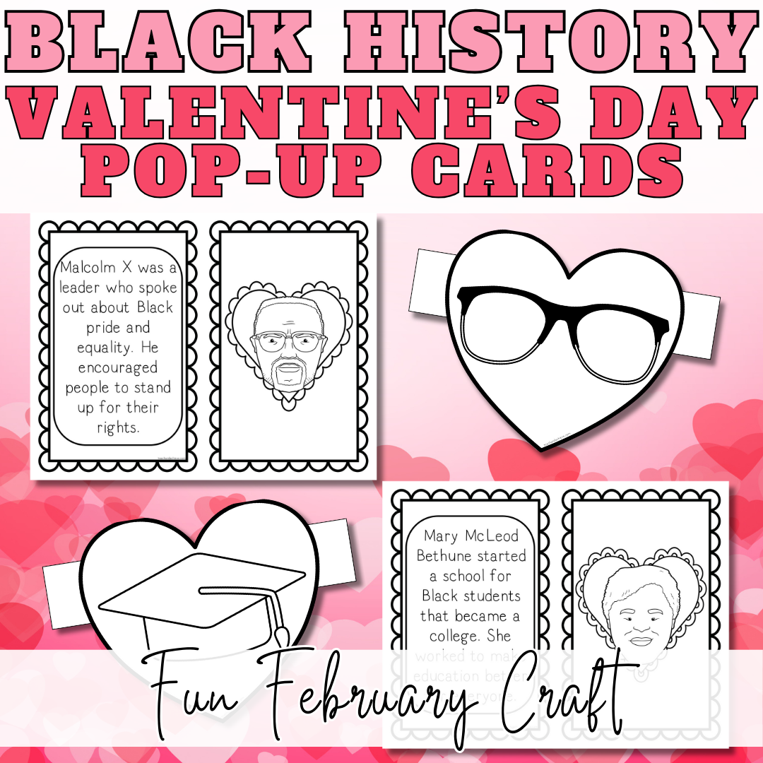 Black History Month Valentine’s Day Pop-Up Cards | Editable Craft Activity