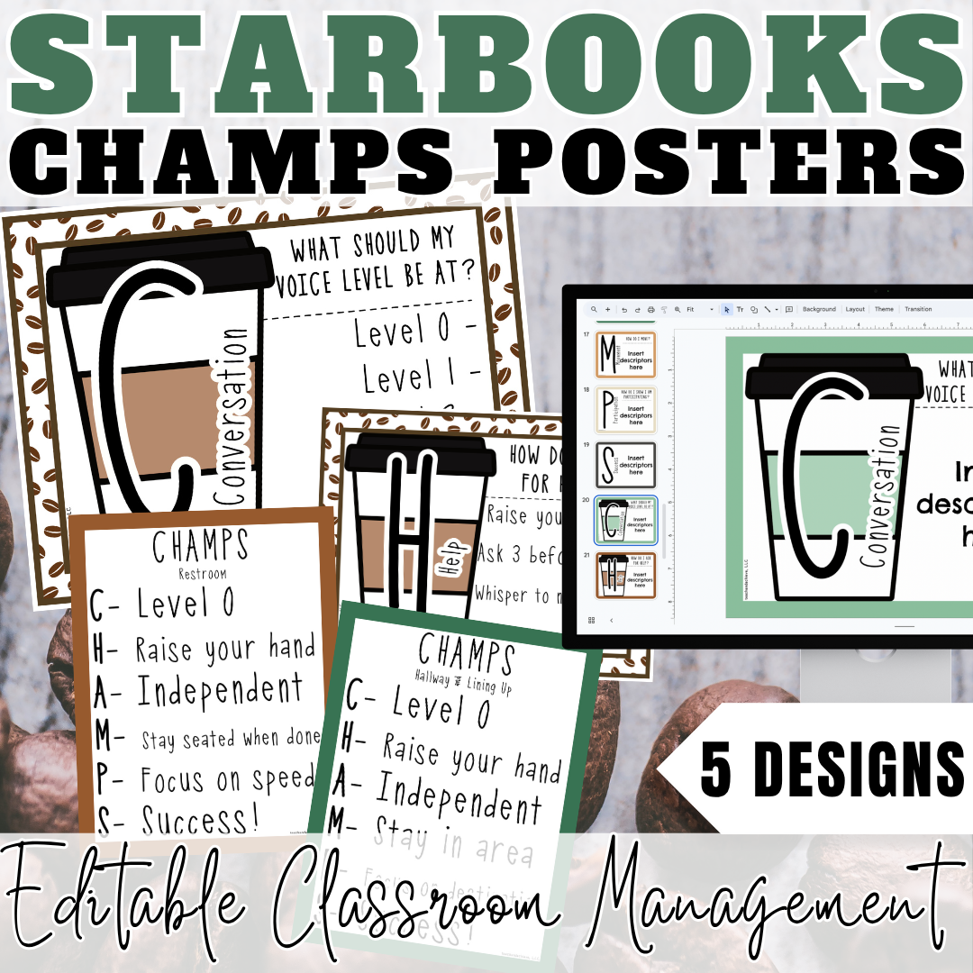 Starbooks Coffee Classroom CHAMPS Posters | Classroom Management Decor