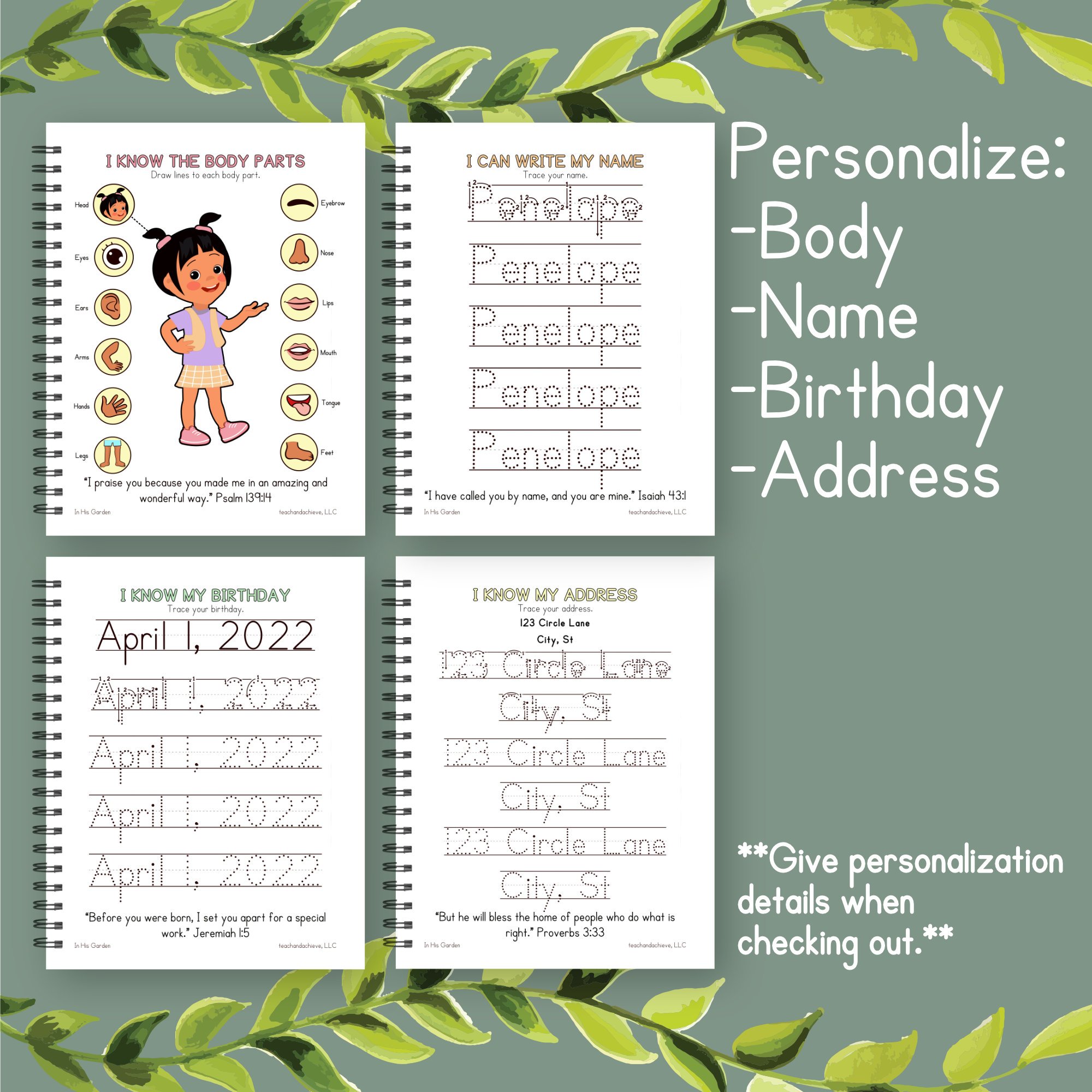 An image of a dry-erase, reusable Christian Preschool Workbook with a dry erase marker.