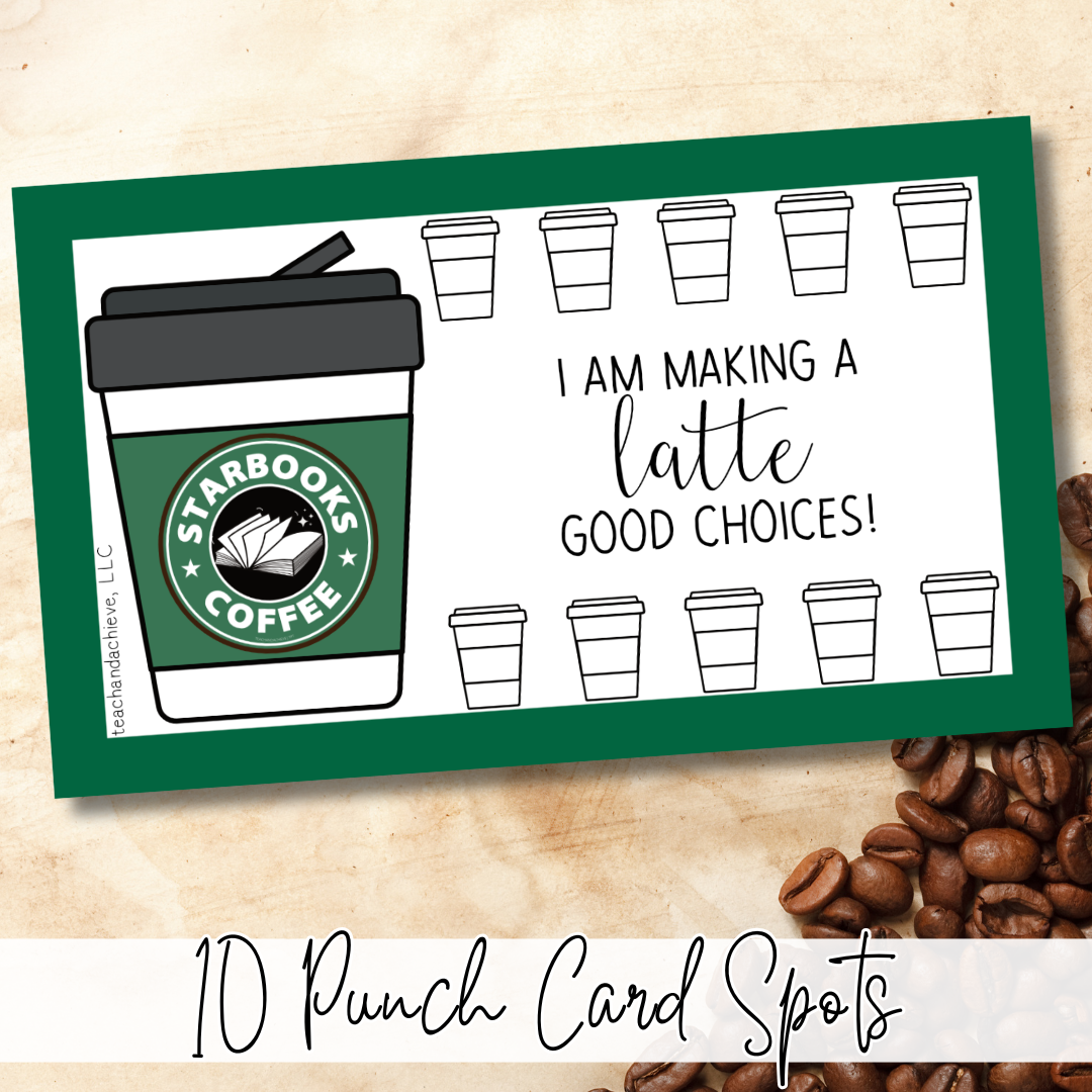 FREE Starbooks Coffee Classroom Reward Punch Cards | Coffee Theme Classroom Decor