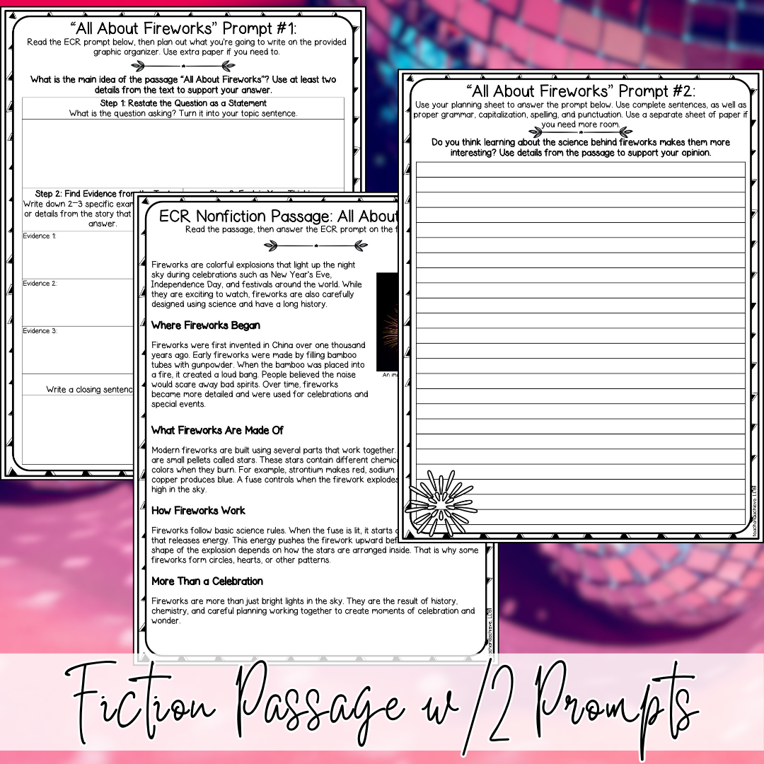 January New Year ECR Practice Writing Prompts Passage, Editable Nonfiction Extended Constructed Response 3rd 4th 5th Grade