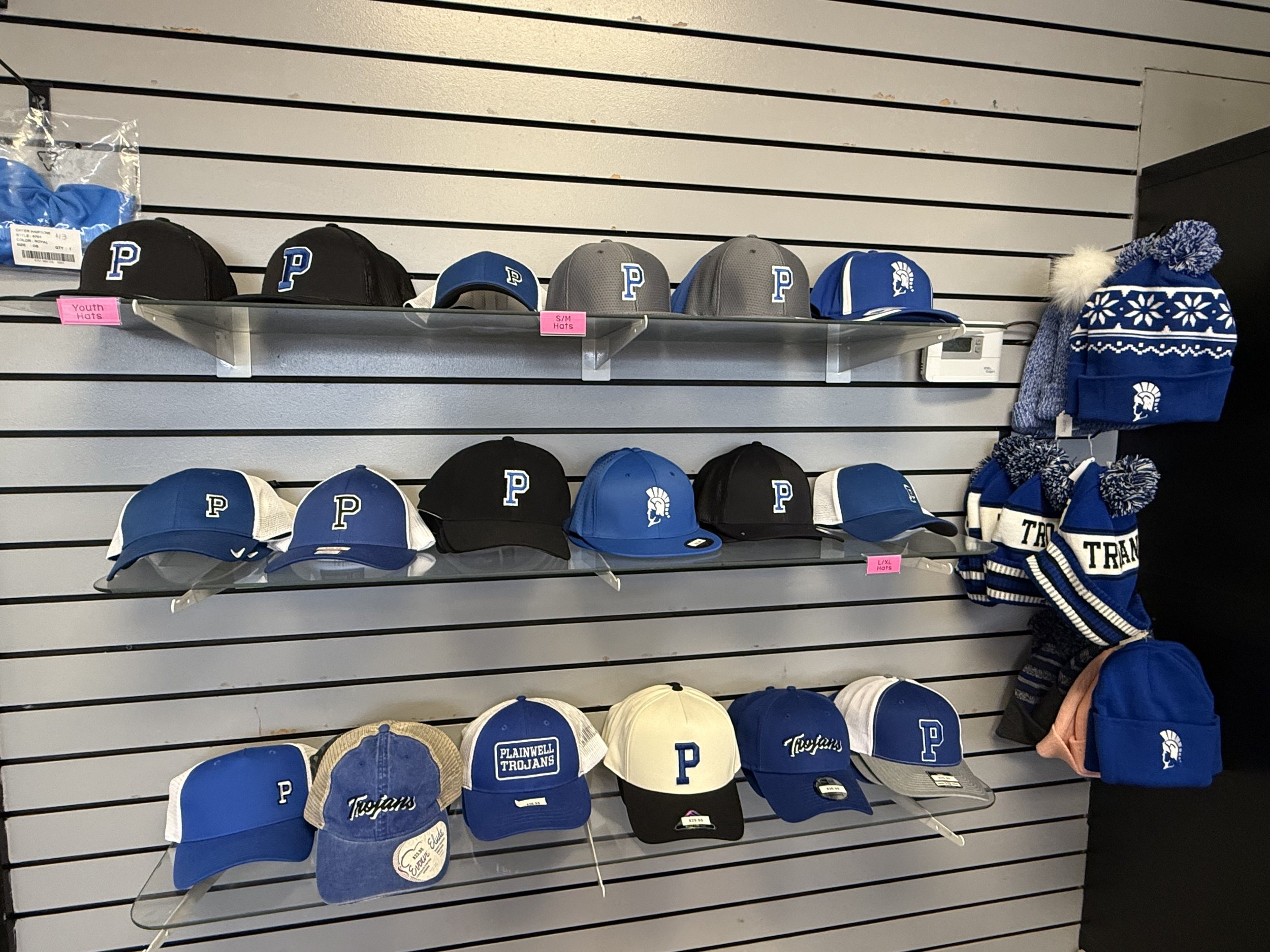 Plainwell Trojans Hats Baseball Caps Stocking Hats
