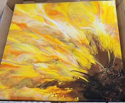 Acrylic Pour Sunflower-WBB