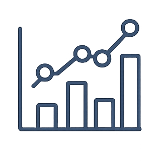 Data & Analytics Line and bar chart showing data trends with increasing values.