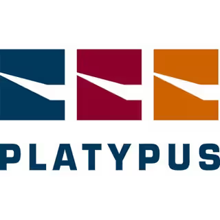 Logo with three stylized platypuses in blue, maroon, and orange above the word 'PLATYPUS'. 