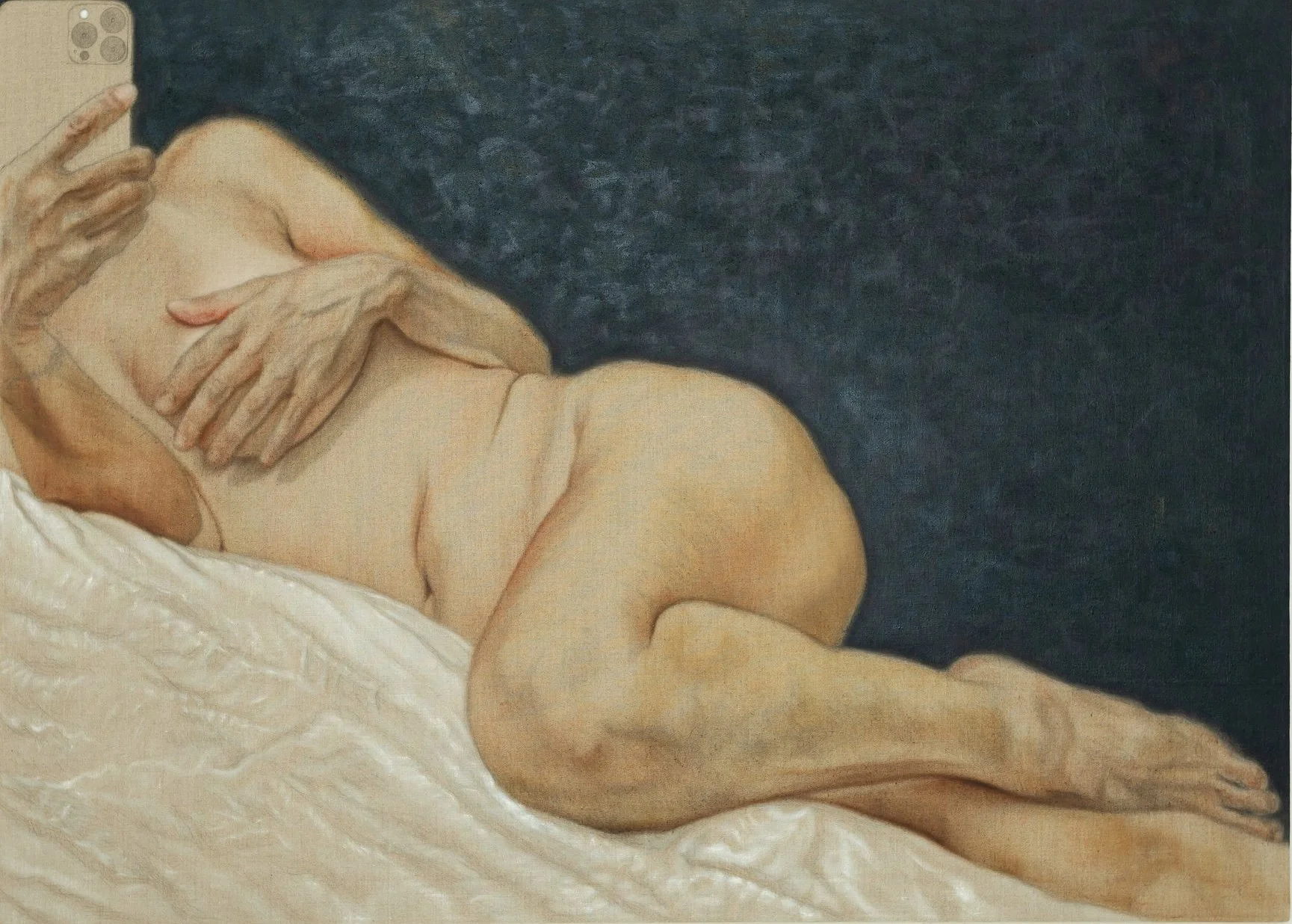 March 22, 2023, 9:24 PM, oil and graphite on linen, 50 x 36, 2024